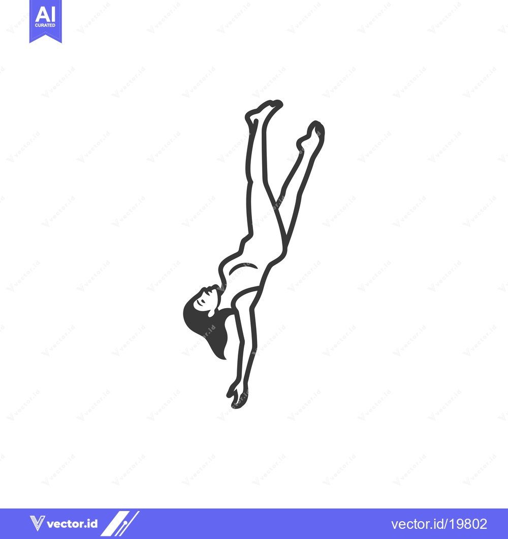 Premium Vector of A Simple Line Drawing of a Woman in a Handstand