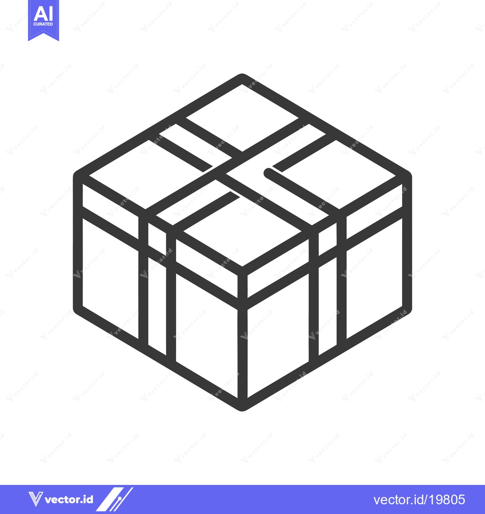 Premium Vector of A simple line drawing of a wrapped present box