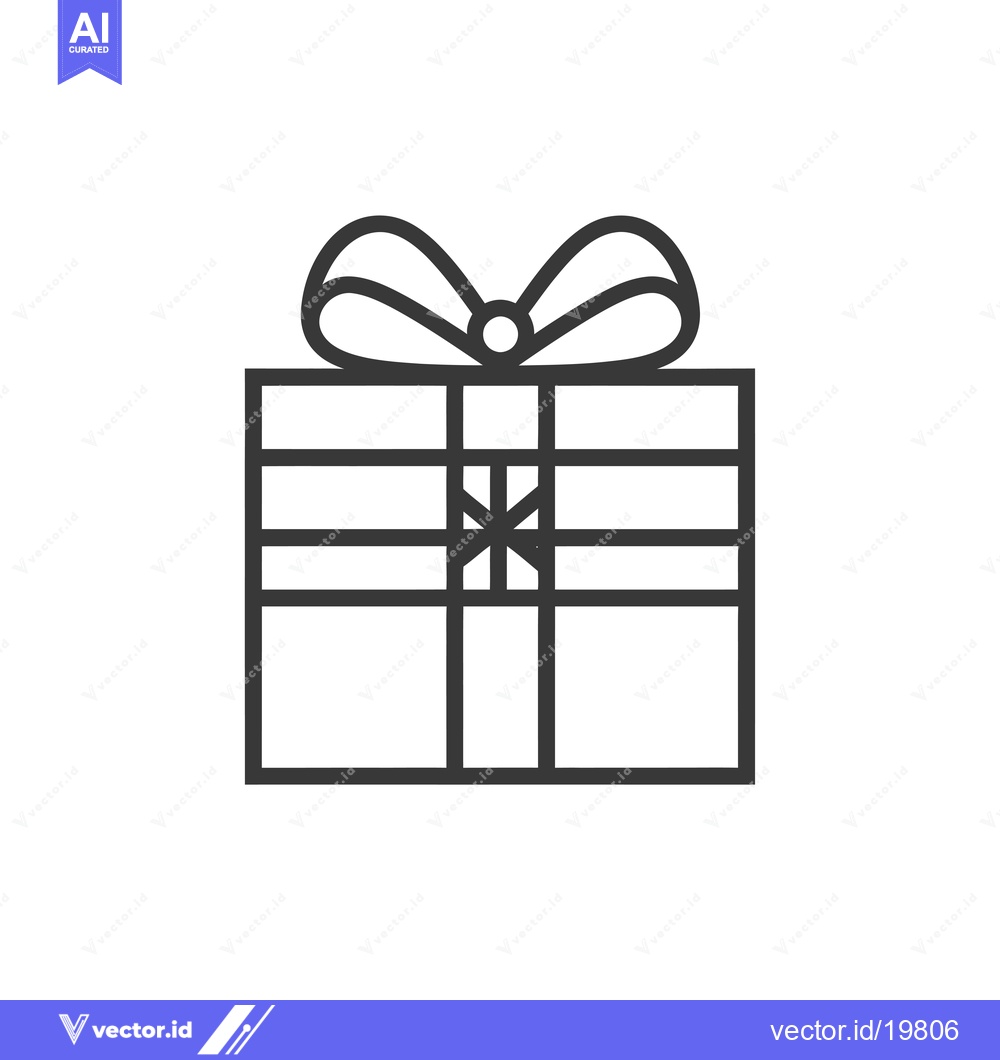 Premium Vector dari A Simple Line Drawing of a Wrapped Present with a Bow