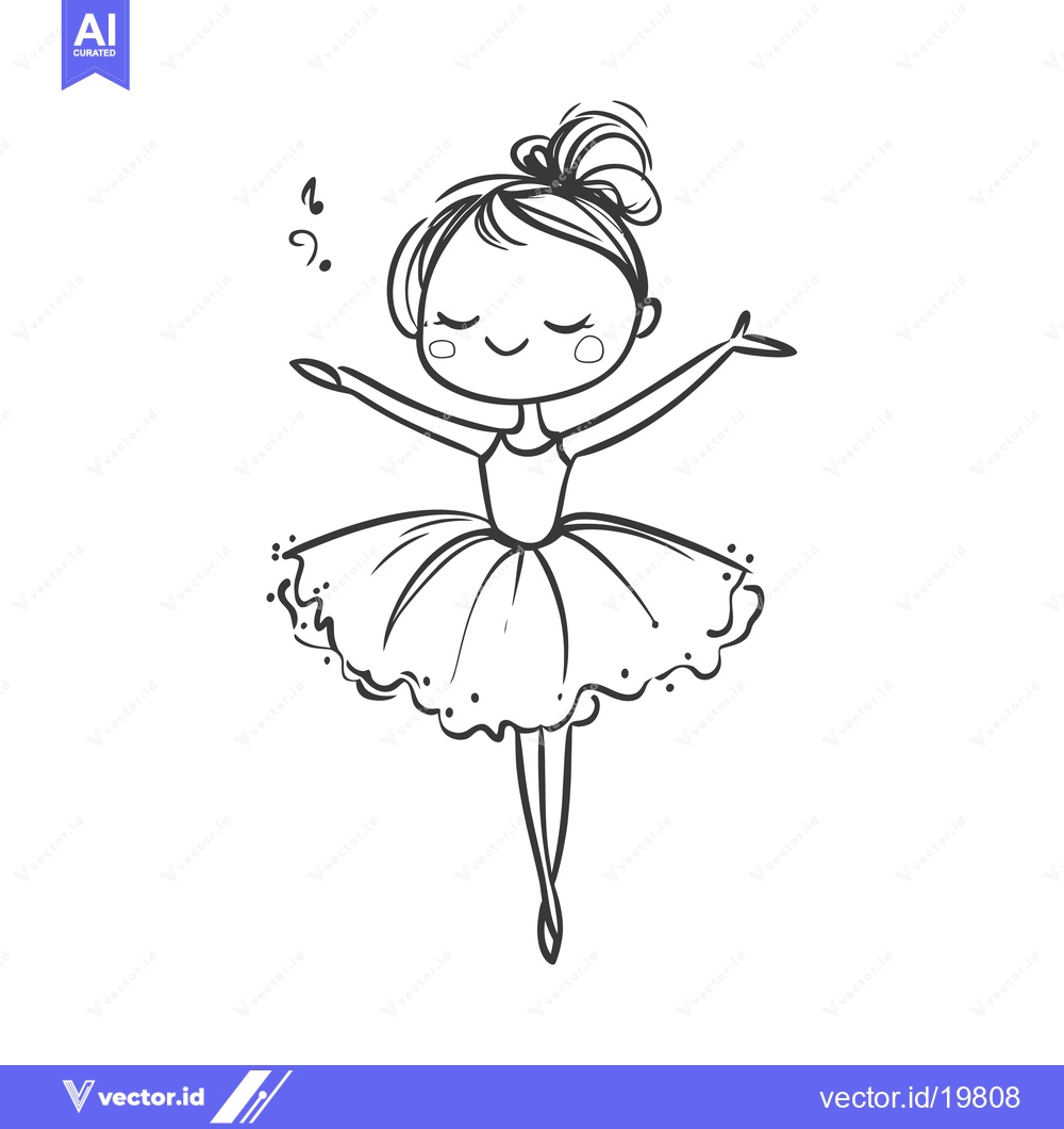 Premium Vector dari A Simple Line Drawing of a Young Ballerina with Her Arms Outstretched