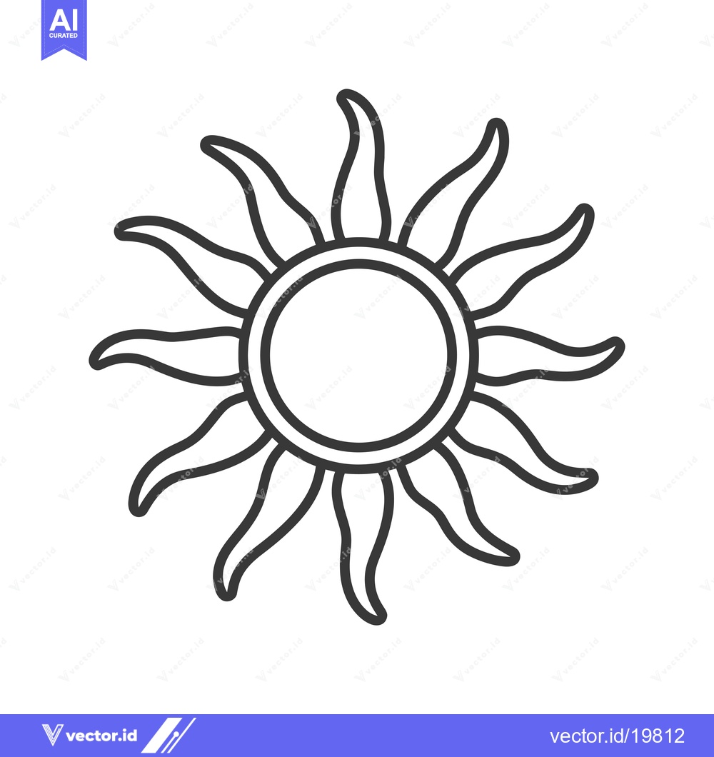 Premium Vector dari A simple line drawing of the sun with 10 rays