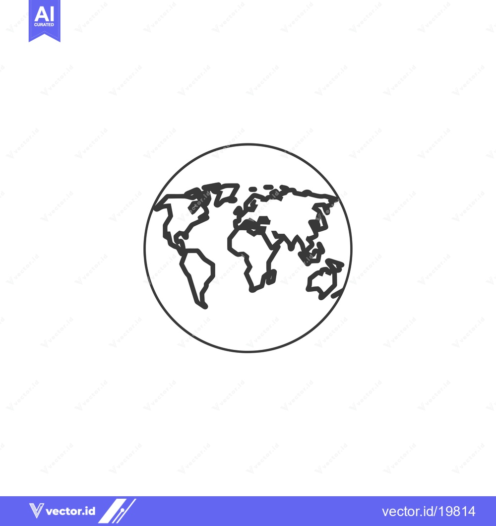 Premium Vector dari A simple line drawing of the world map within a circle