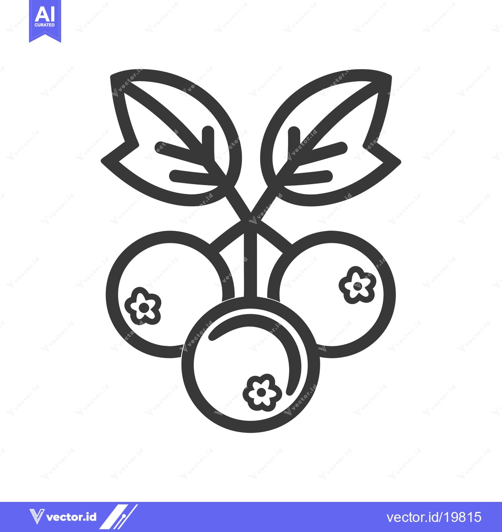 Premium Vector of A Simple Line Drawing of Three Berries on a Stem with Leaves