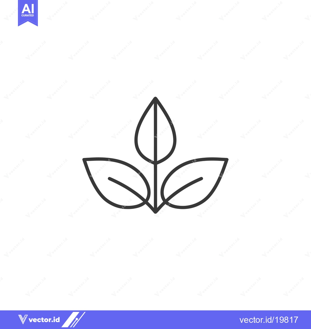 Premium Vector dari A simple line drawing of three leaves connected by a stem