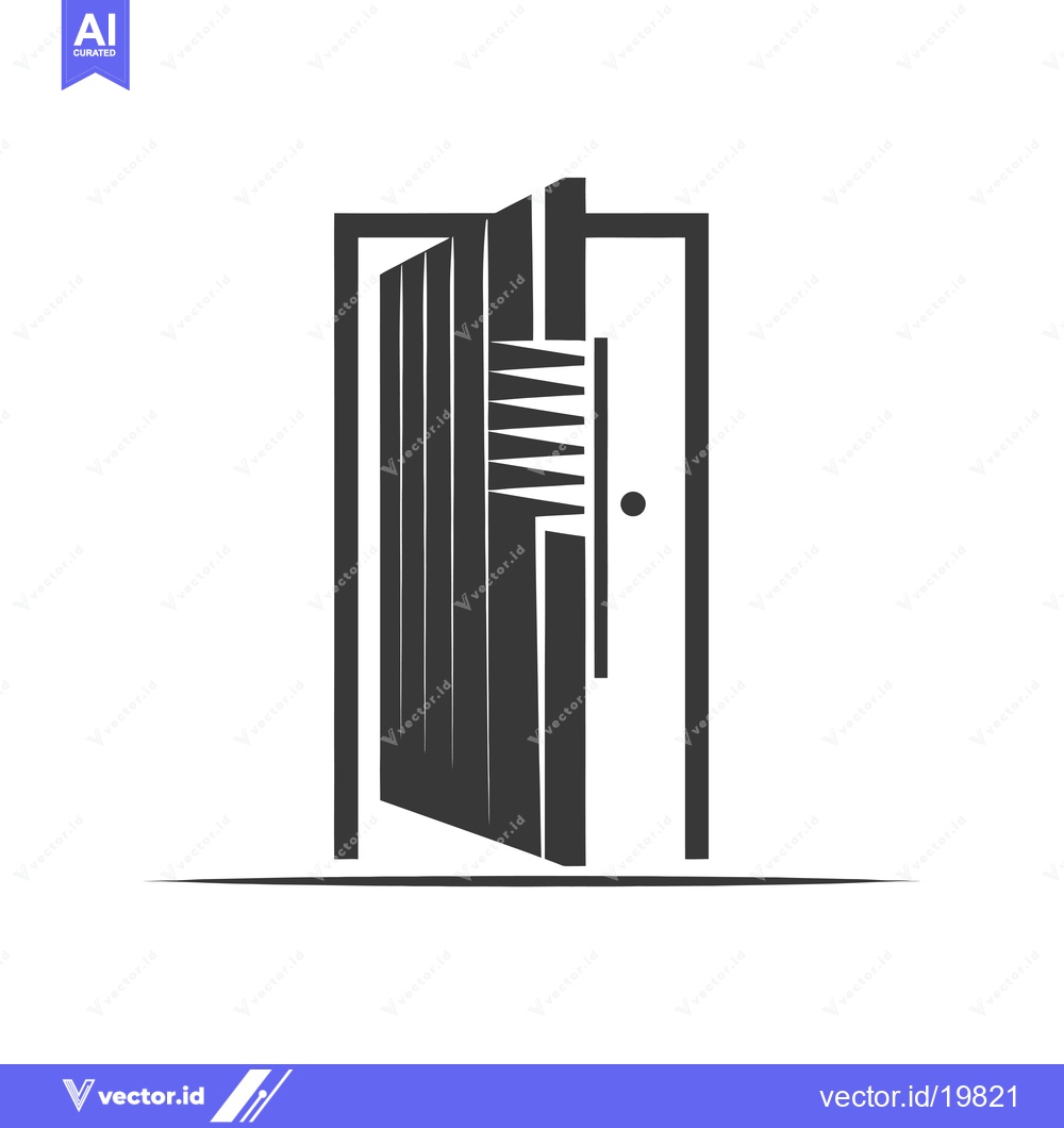 Premium Vector of A Simple, Open Door Icon with a Handle and a Shadow