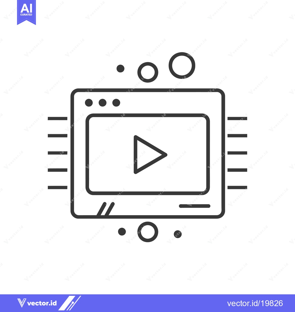 Premium Vector dari A simple outline drawing of a video player with play button