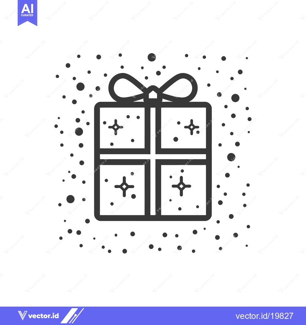 Premium Vector dari A Simple Outline Drawing of a Wrapped Gift Box with a Bow