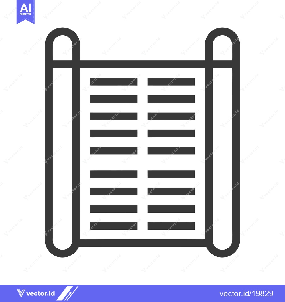 Premium Vector dari A simple outline icon depicting a scroll with writing on it.