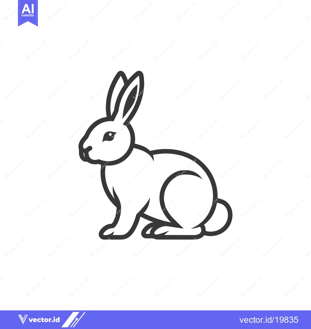Premium Vector of A simple outline illustration of a rabbit sitting on a white backgroun