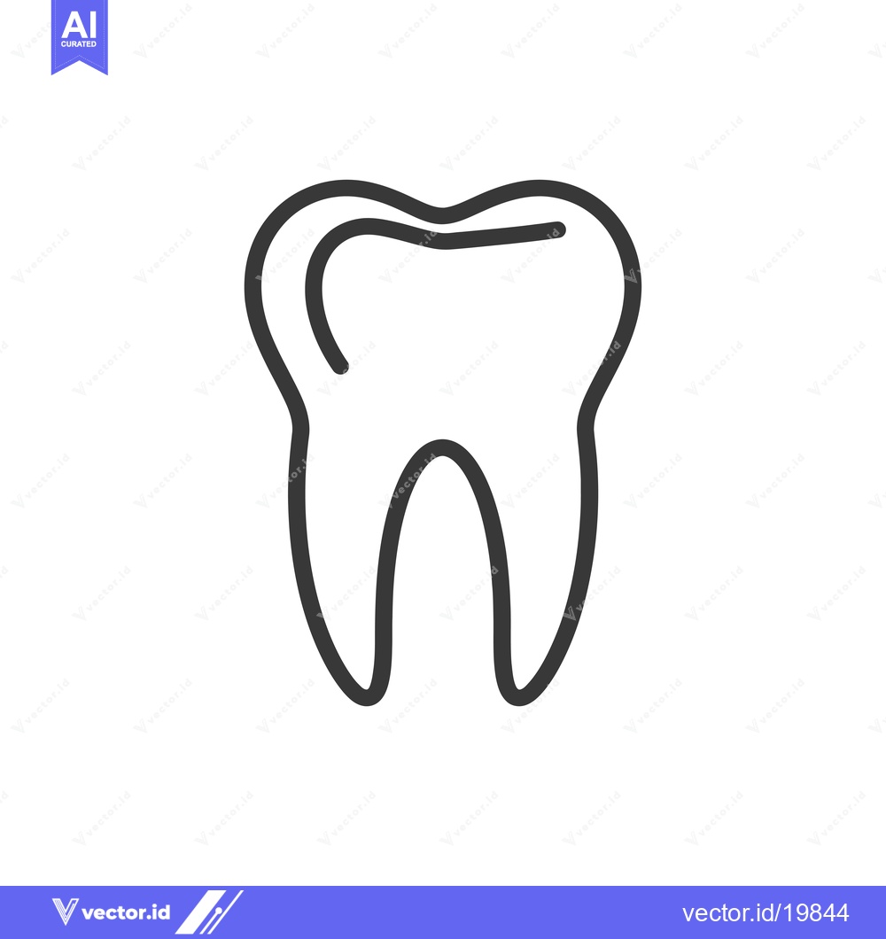 Premium Vector dari A simple outline of a tooth, a common symbol for dental health.