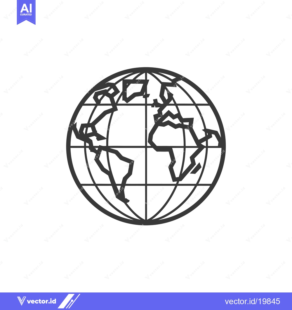 Premium Vector dari A Simple Outline of the Earth with Continents and Longitude Lines