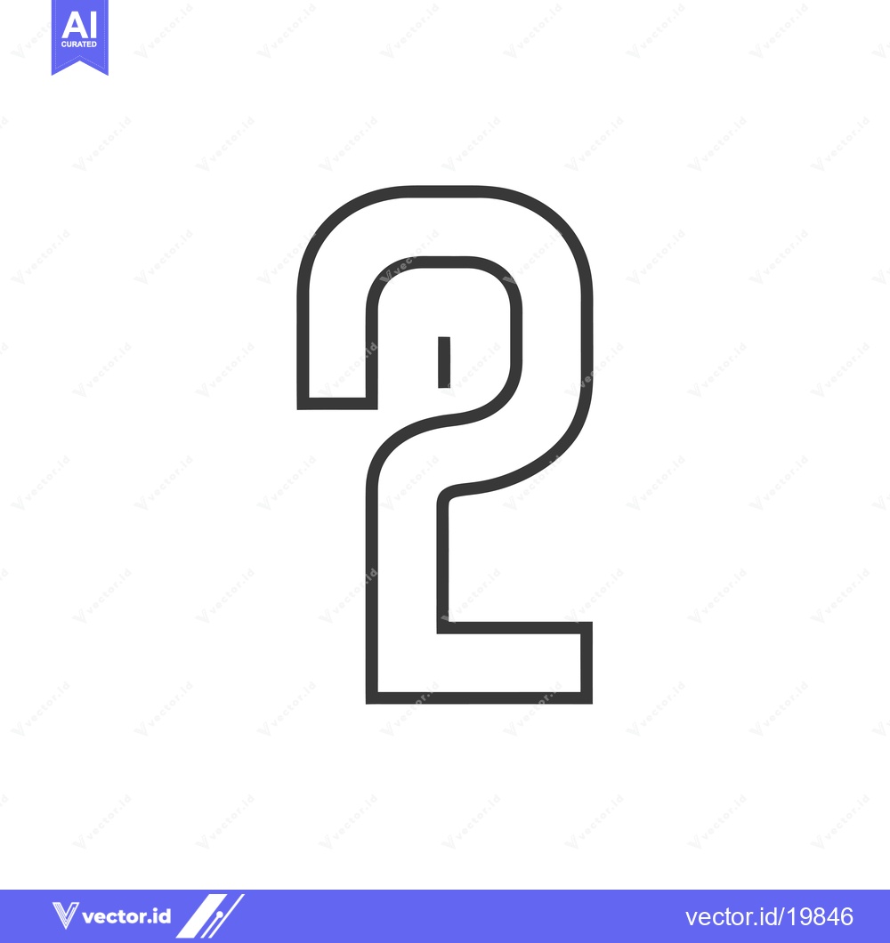 Premium Vector dari A Simple Outline of the Number Two