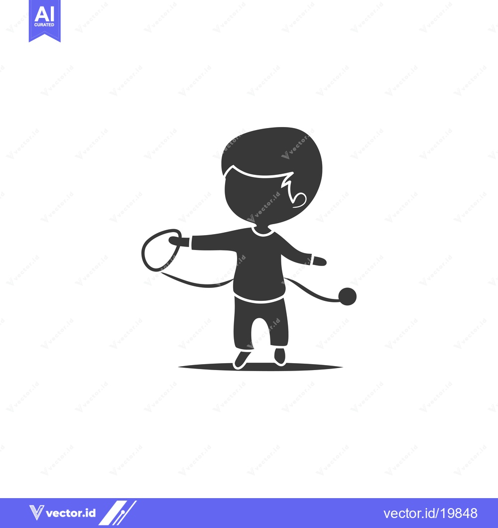 Premium Vector of A Simple Silhouette of a Child Playing with a Toy