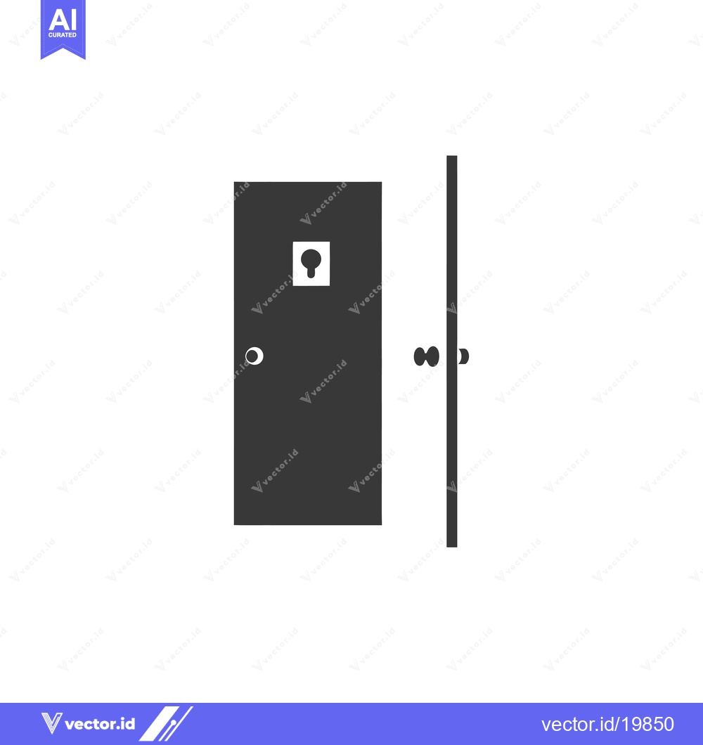 Premium Vector dari A simple silhouette of a closed door with a keyhole and a handle.