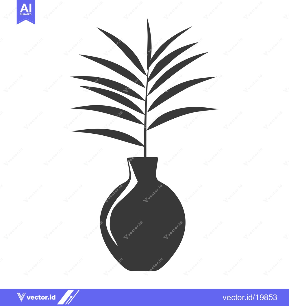 Premium Vector of A Simple Silhouette of a Plant in a Vase