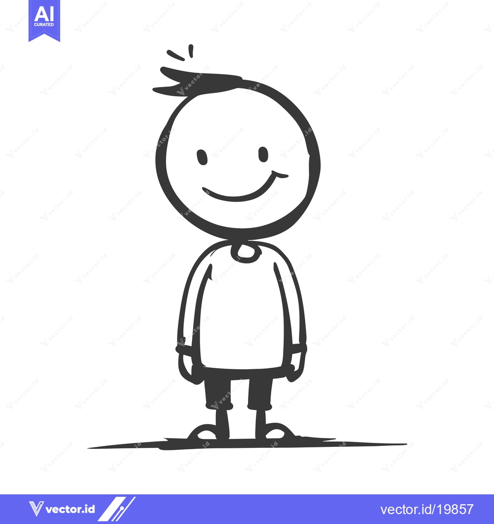 Premium Vector dari A Simple Stick Figure Drawing of a Smiling Boy
