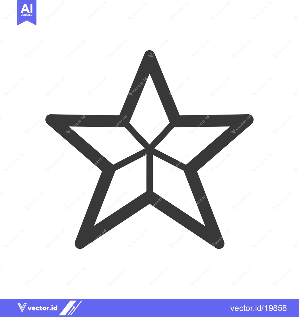 Premium Vector dari A simple, stylized, five-pointed star icon in black outline.