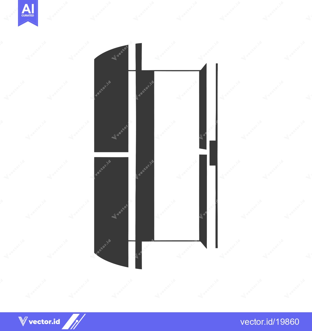 Premium Vector dari A simplified black and white silhouette of a door opened inwards