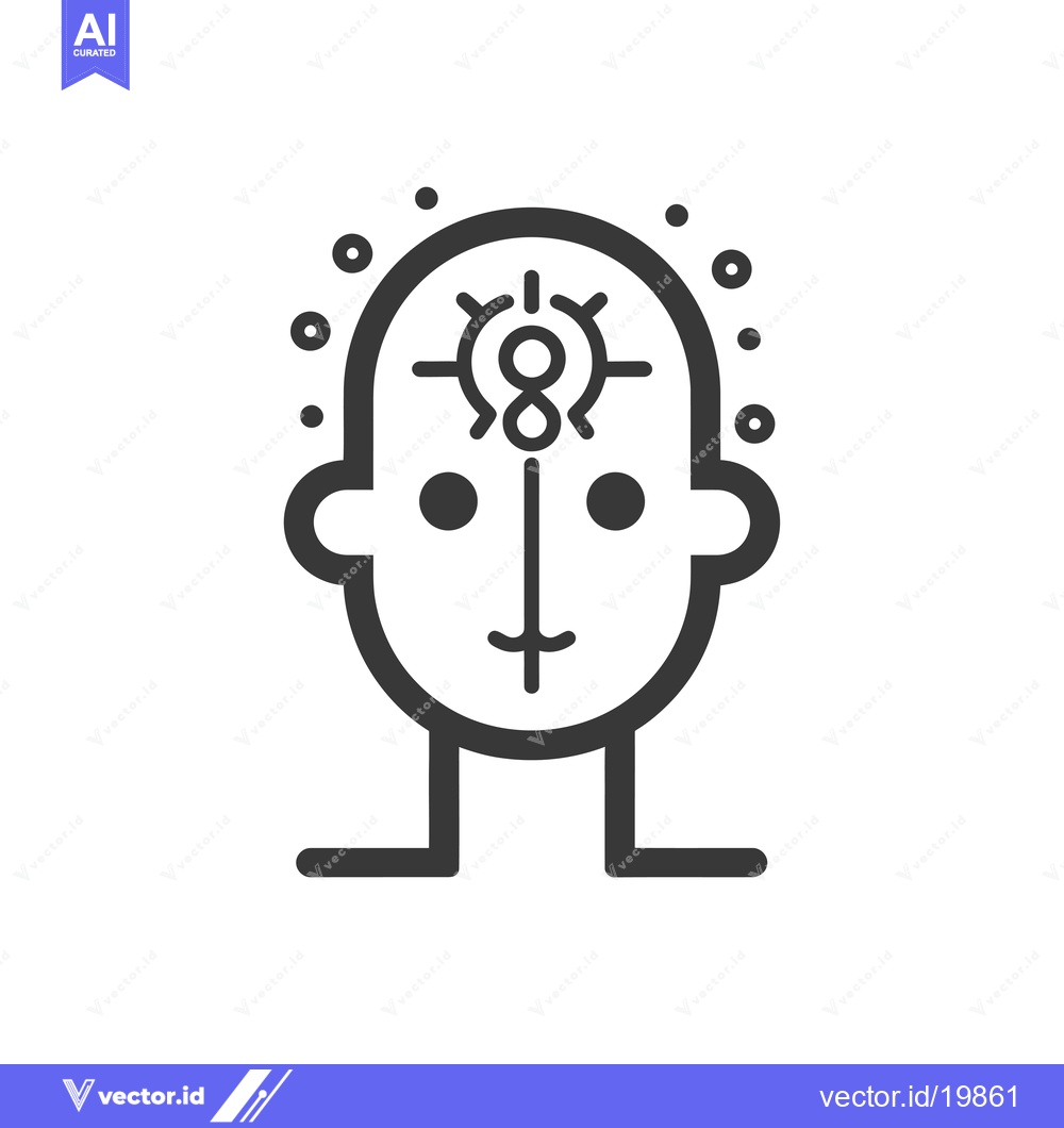 Premium Vector of A simplified line drawing of a human head with a stylized eight symbol