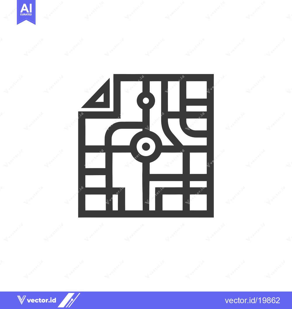 Premium Vector dari A simplified representation of a map with grid lines and curves