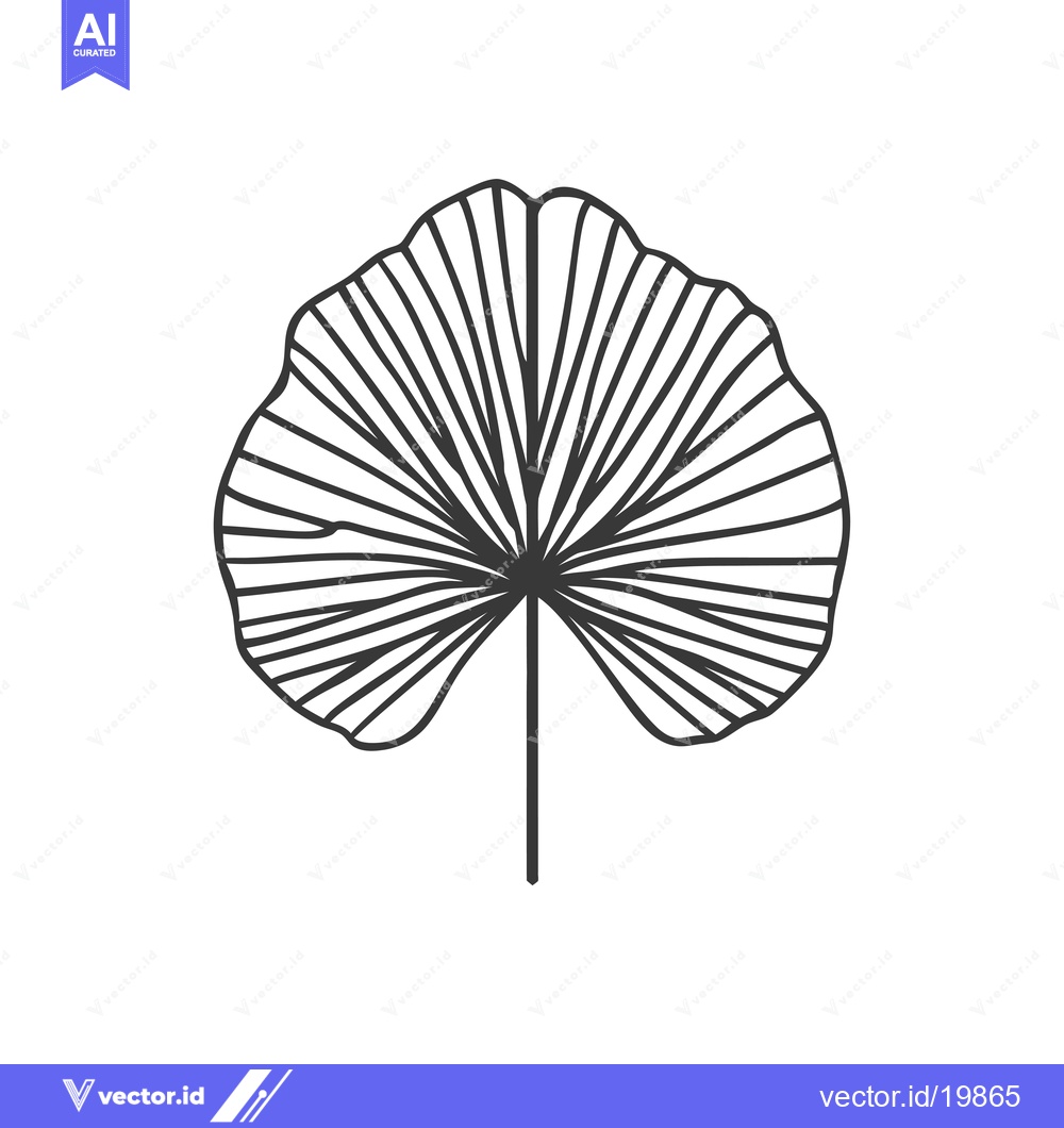 Premium Vector dari A Single, Black and White, Detailed Illustration of a Palm Leaf