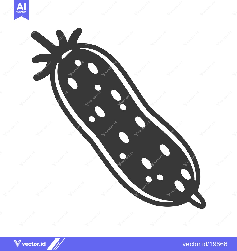 Premium Vector of A Single Black and White Drawing of a Cucumber