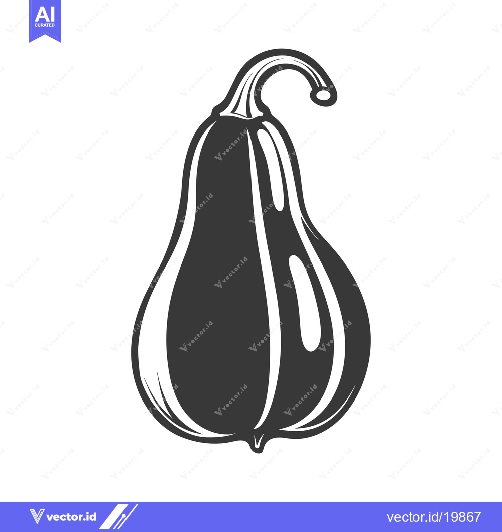 Premium Vector of A Single Black and White Illustration of a Gourd