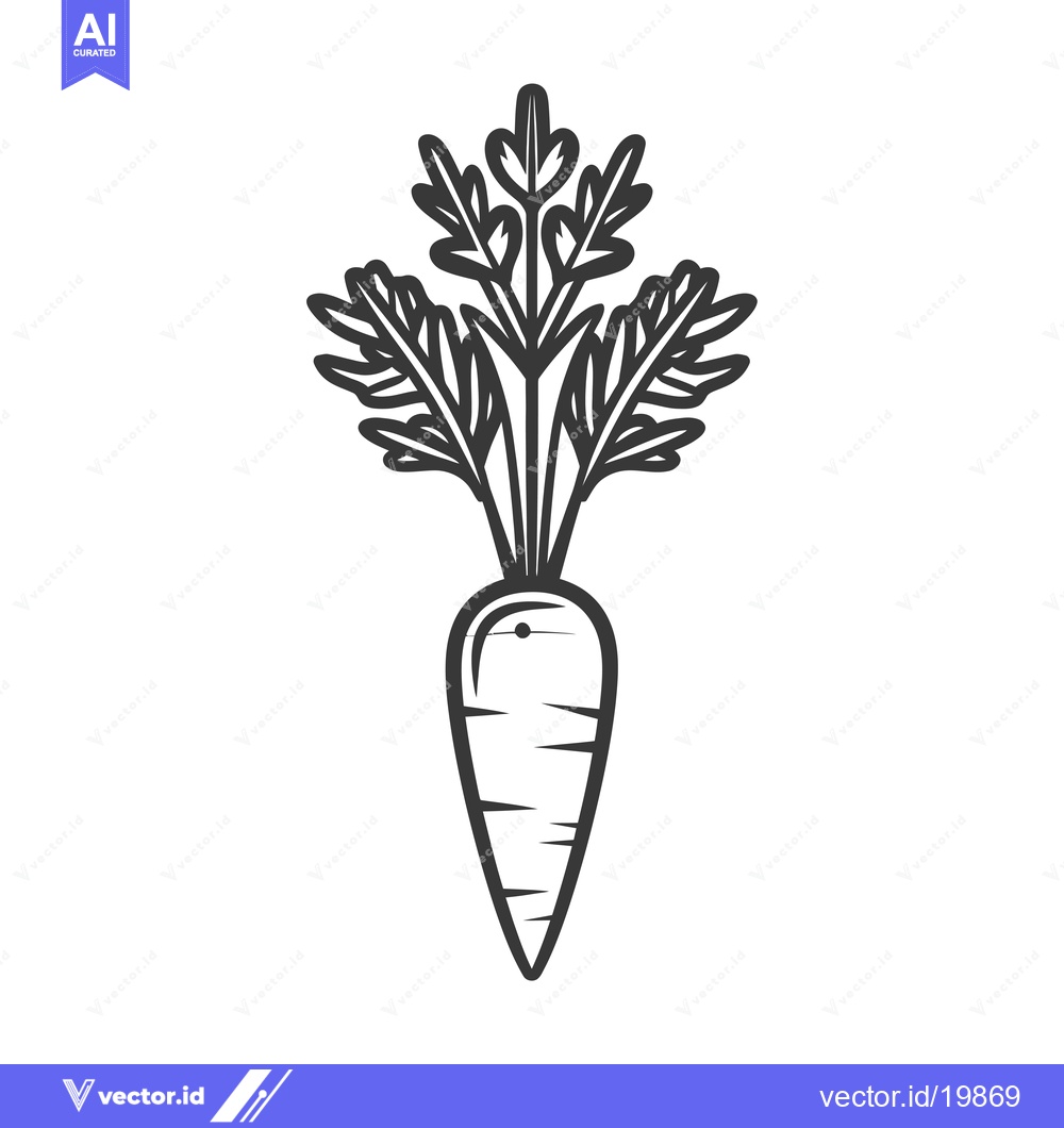 Premium Vector dari A Single Black and White Line Drawing of a Carrot