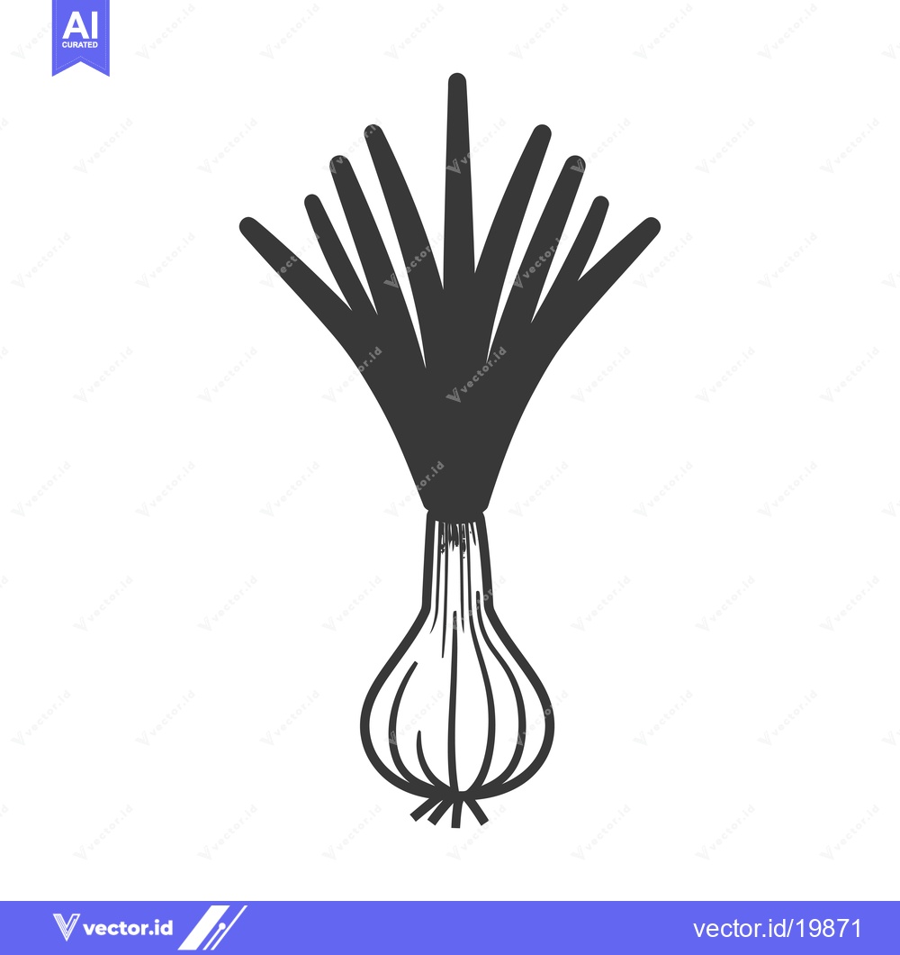 Premium Vector of A Single Black and White Outline Illustration of a Scallion