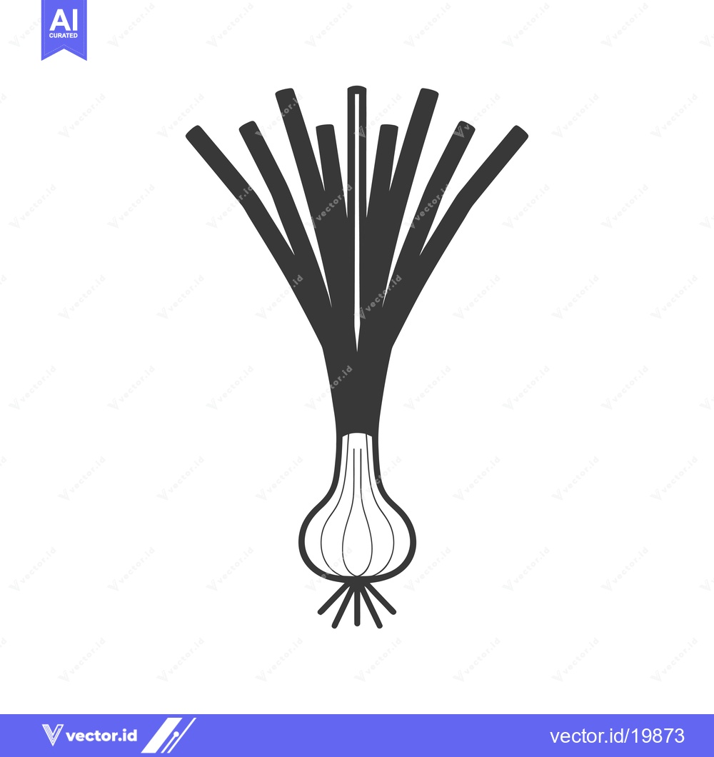 Premium Vector of A Single Black and White Silhouette of a Scallion