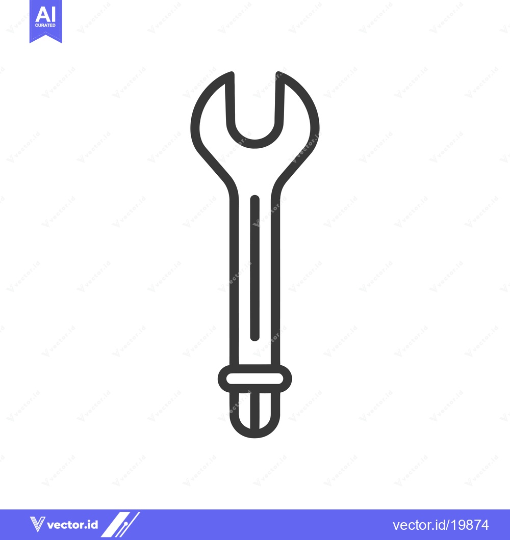 Premium Vector dari A Single Black and White Wrench Icon