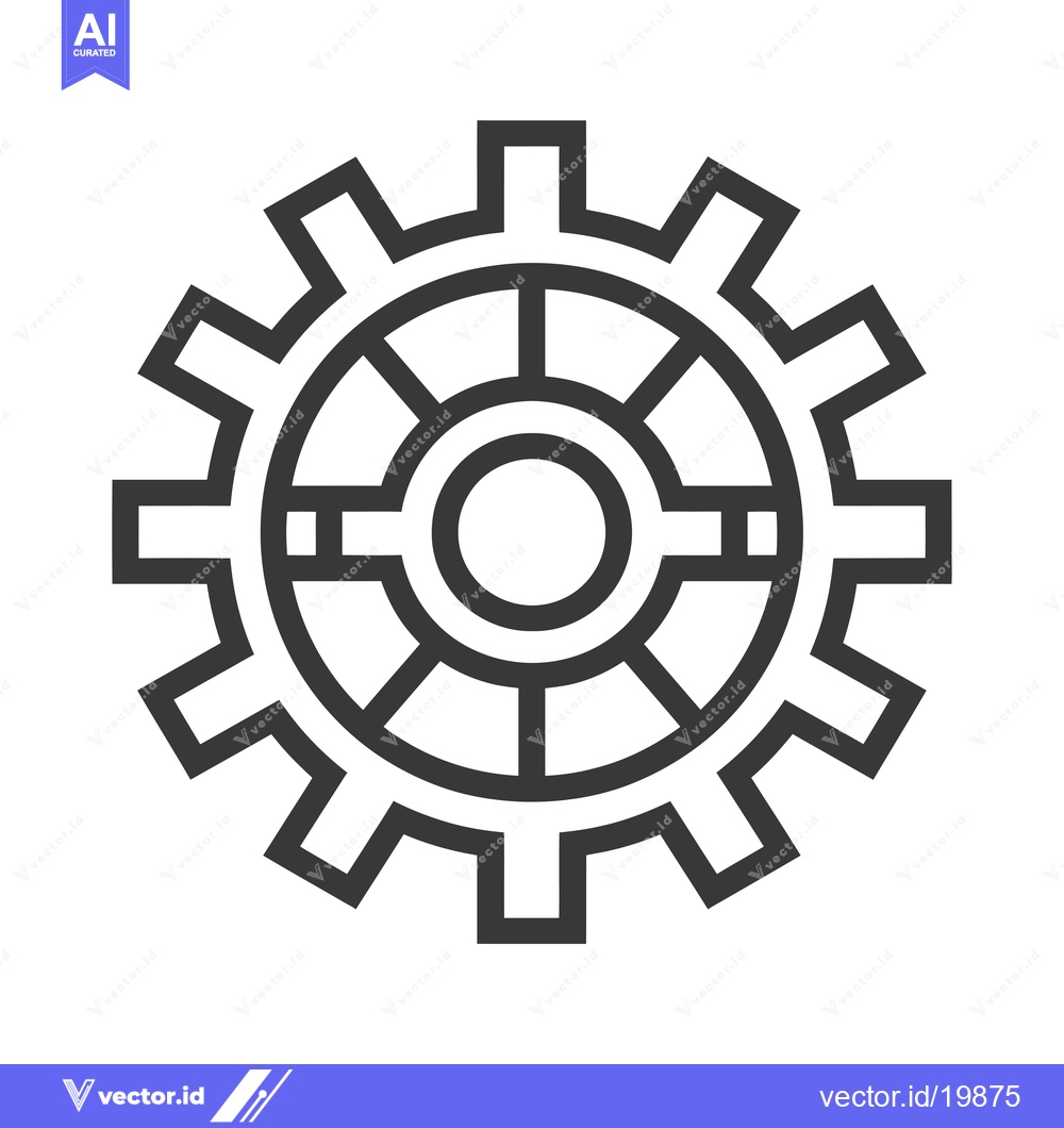 Premium Vector of A Single Black Line Drawing of a Cogwheel with Rounded Teeth