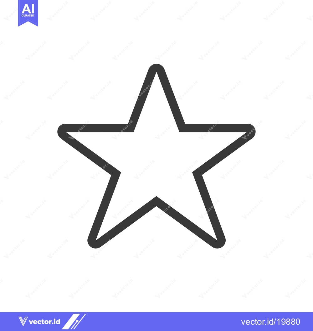 Premium Vector dari A Single Black Outline of a Five-Pointed Star