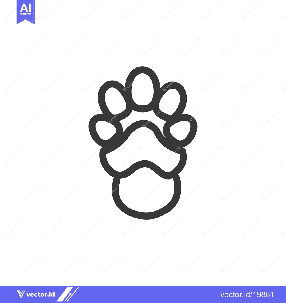 Premium Vector dari A Single Black Outline of a Paw Print