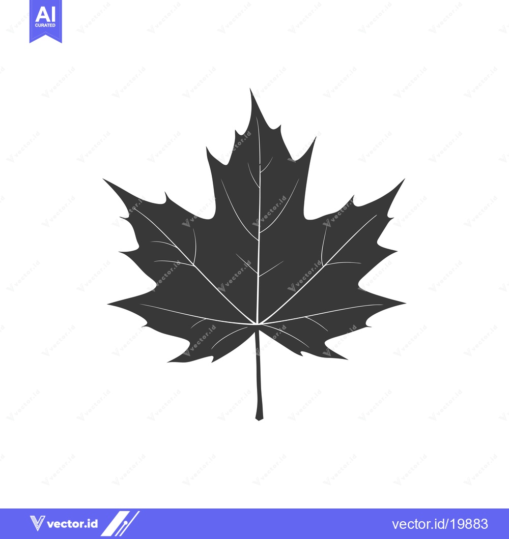 Premium Vector dari A Single Black Silhouette of a Maple Leaf