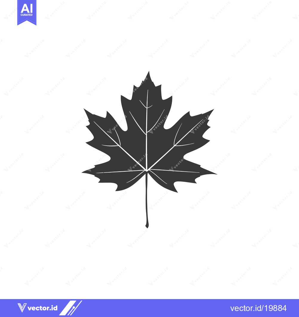 Premium Vector of A Single Black Silhouette of a Maple Leaf
