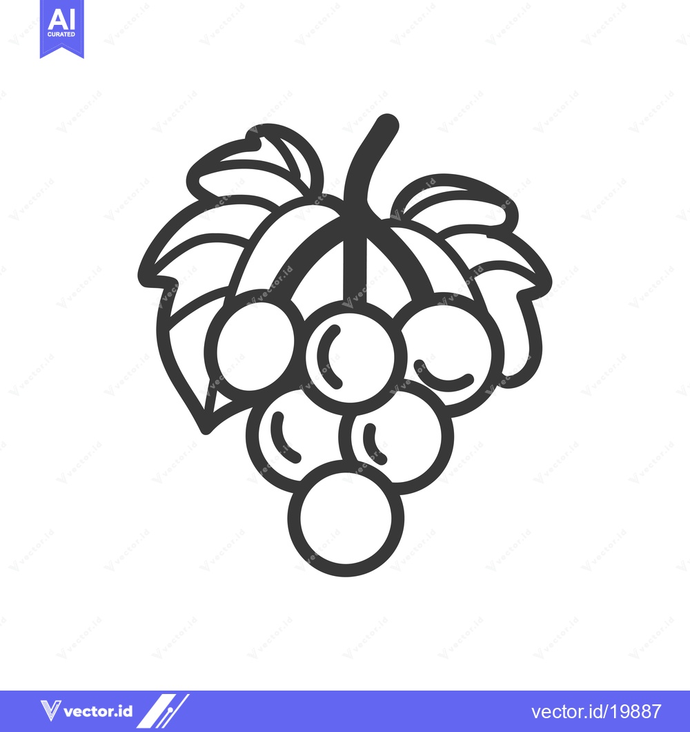 Premium Vector of A Single Branch of Grapes with Leaves and Six Grapes