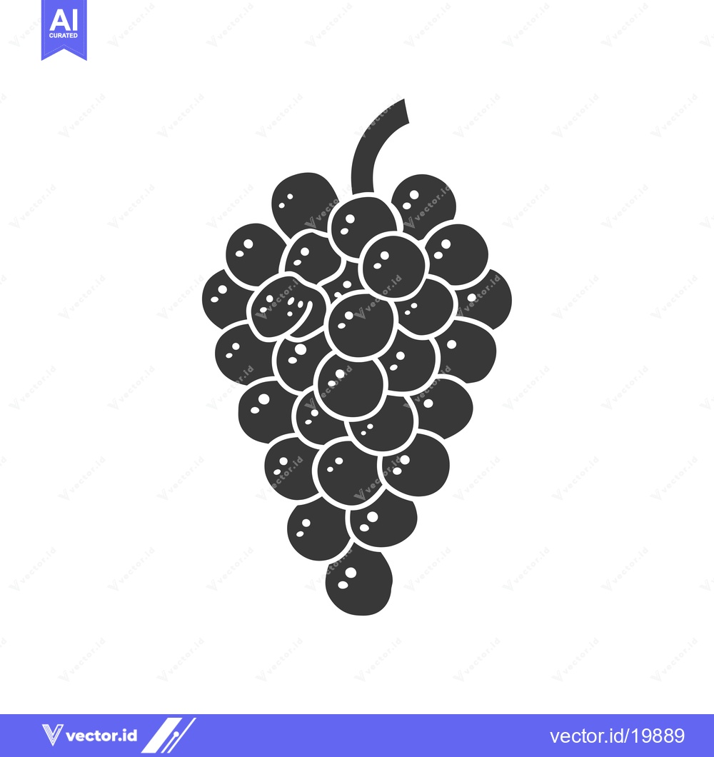 Premium Vector of A single bunch of grapes, black and white silhouette