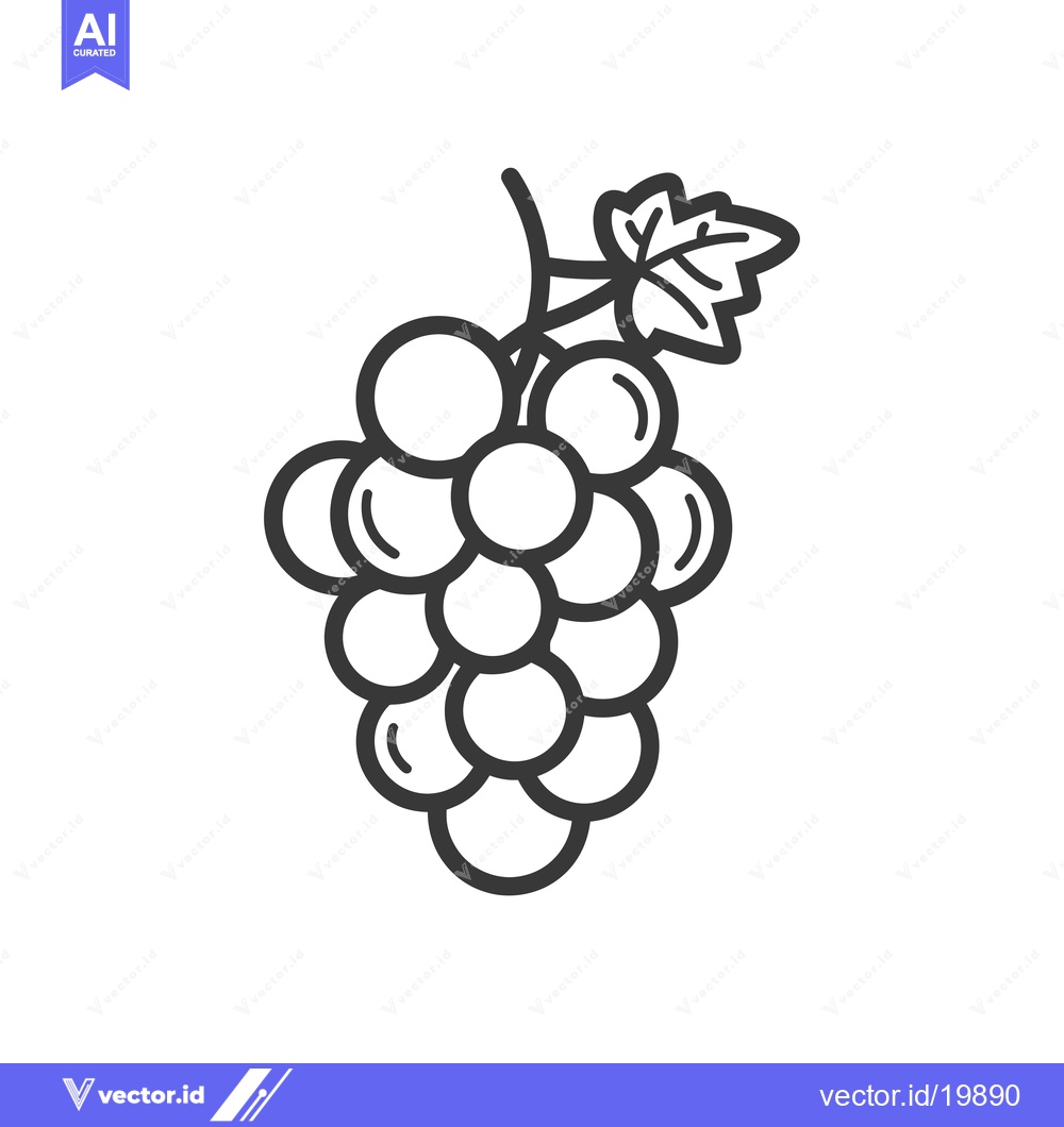 Premium Vector of A Single Bunch of Grapes with a Leaf