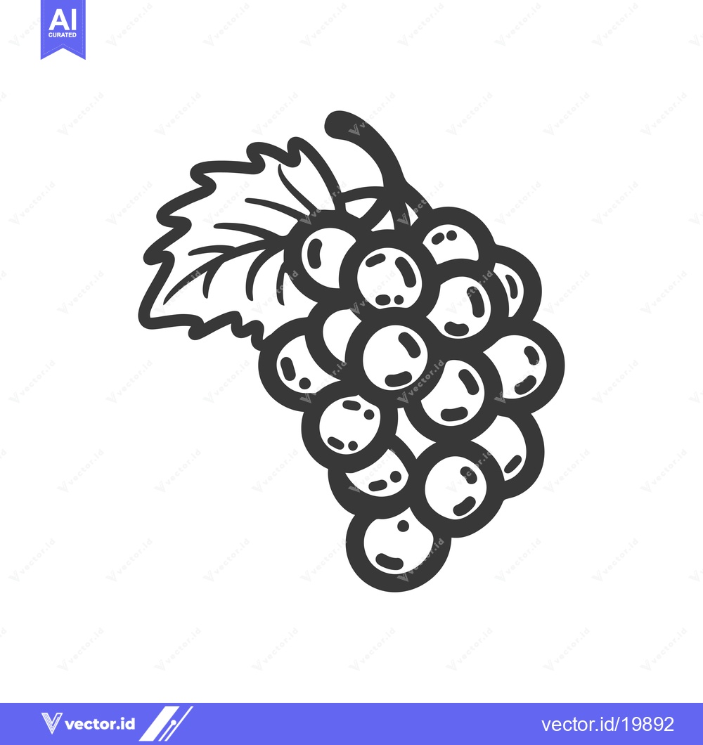 Premium Vector of A Single Bunch of Grapes with a Leaf Attached