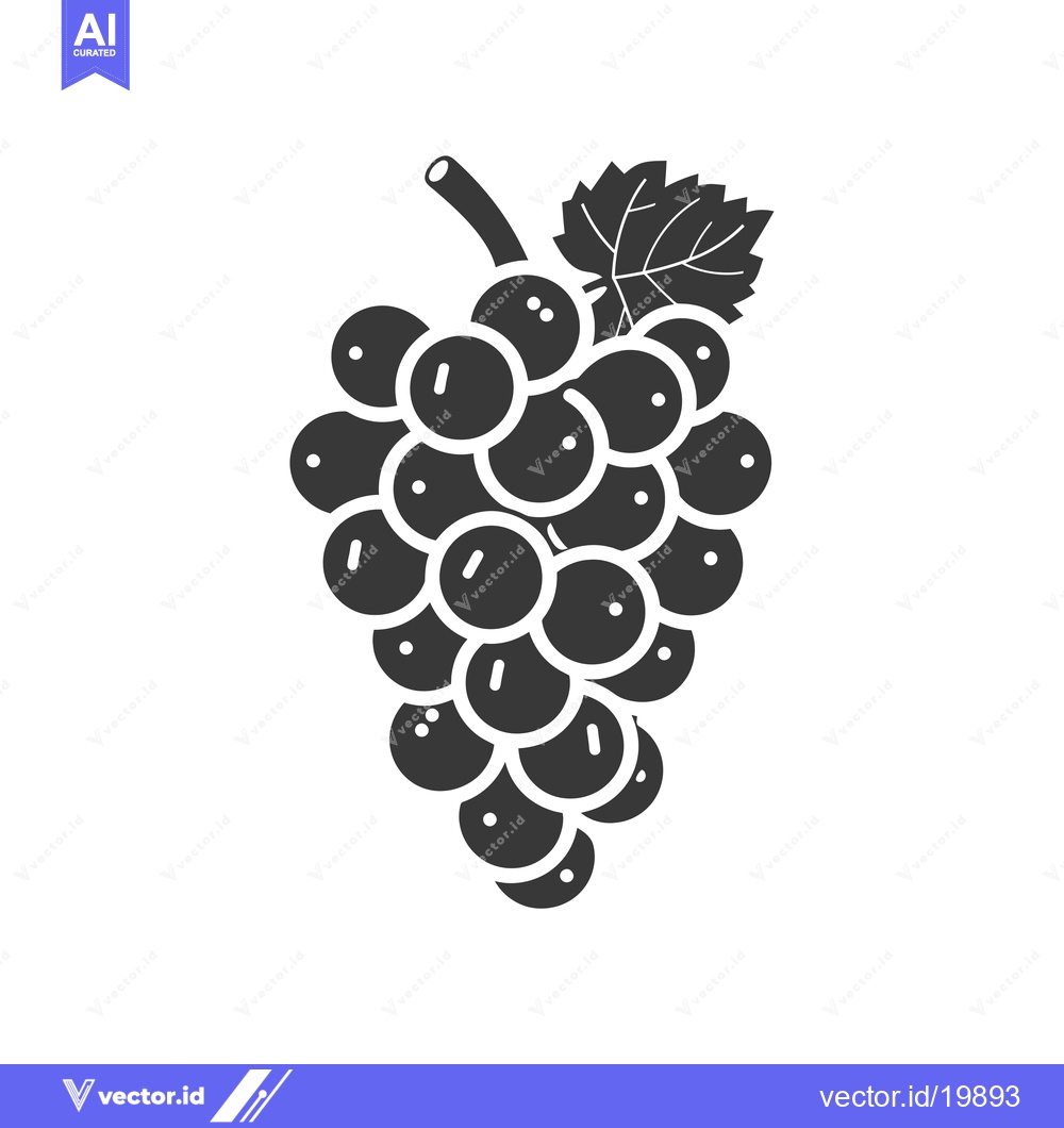 Premium Vector dari A Single Bunch of Grapes with a Leaf in Silhouette