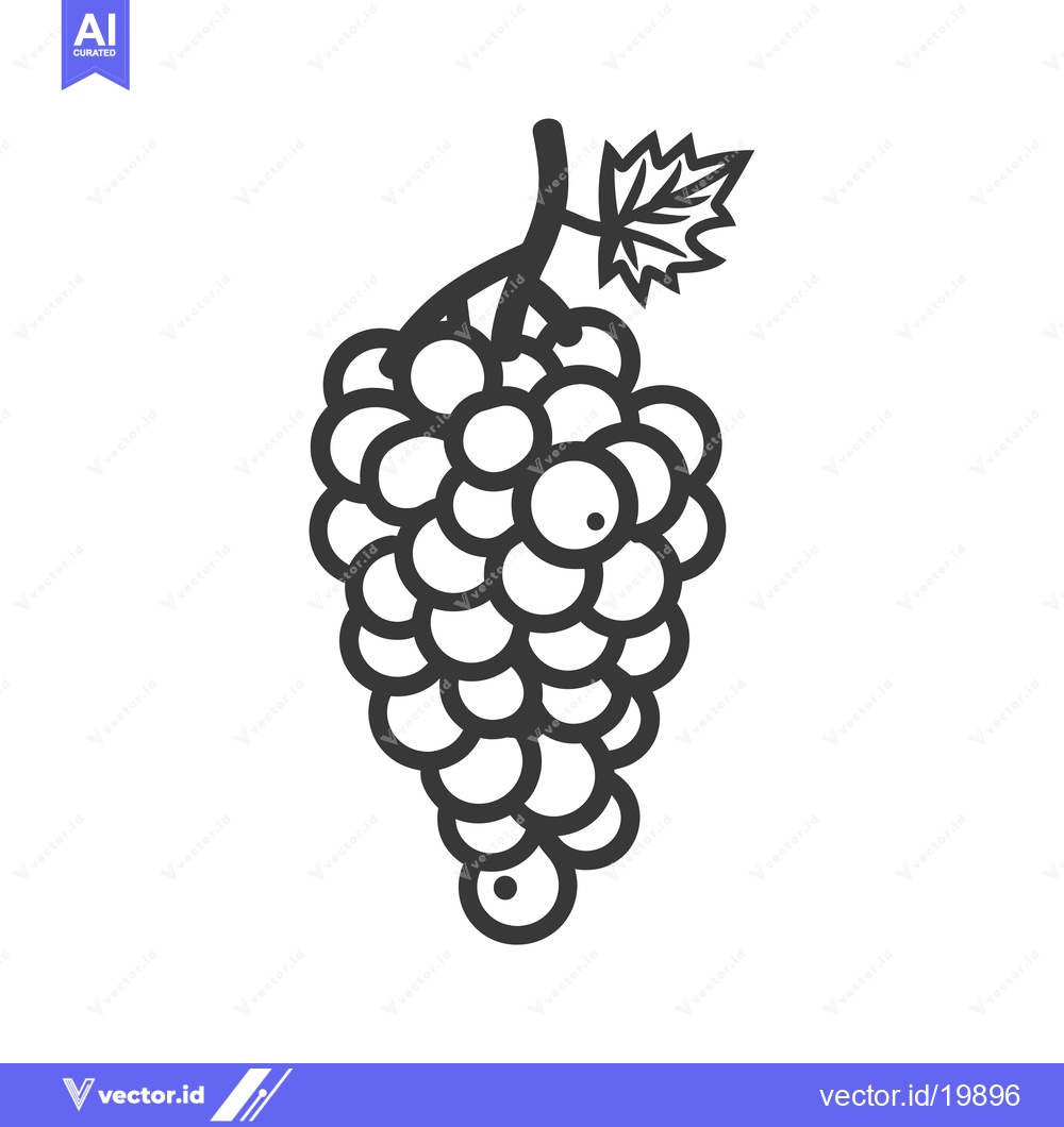 Premium Vector dari A Single Bunch of Grapes with a Stem and Leaf