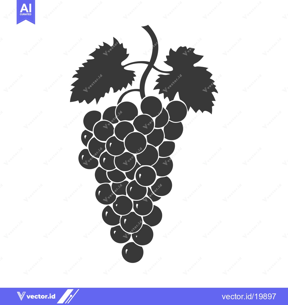 Premium Vector dari A Single Bunch of Grapes with Two Leaves