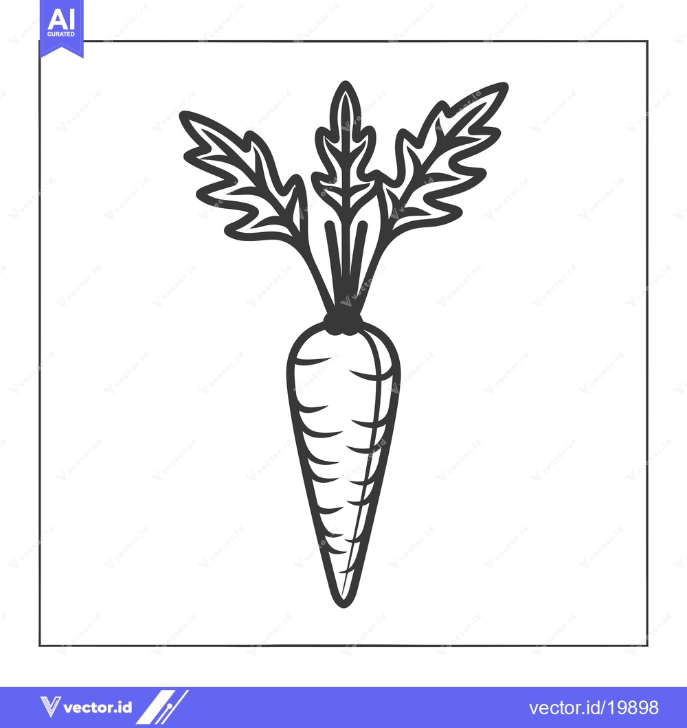 Premium Vector of A Single Carrot with Green Leaves