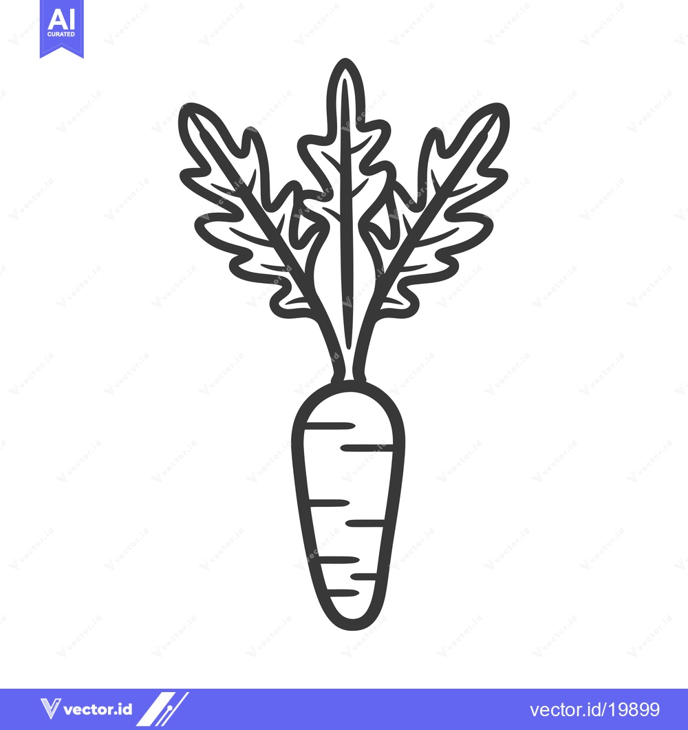 Premium Vector dari A Single Carrot with Green Top Leaves
