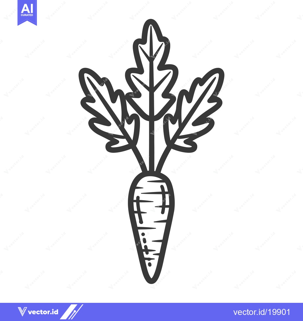 Premium Vector dari A Single Carrot with Three Green Leaves