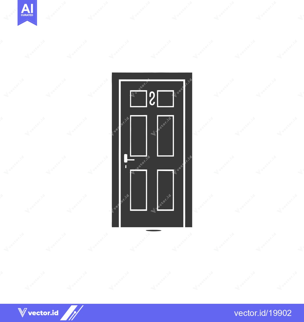 Premium Vector of A single closed door with a number two above the handle