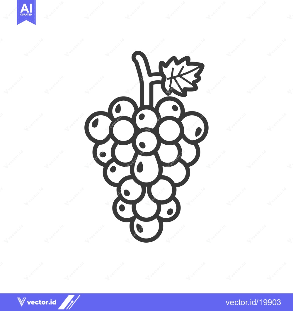 Premium Vector dari A Single Cluster of Grapes with a Leaf and Stem