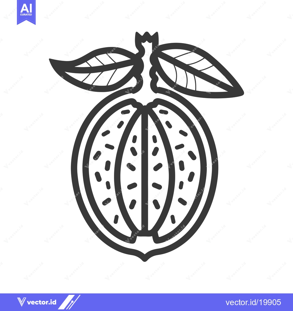 Premium Vector dari A Single, Cut-Open Citrus Fruit with Two Leaves