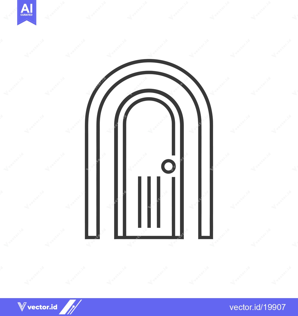 Premium Vector dari A Single Door with an Arched Frame